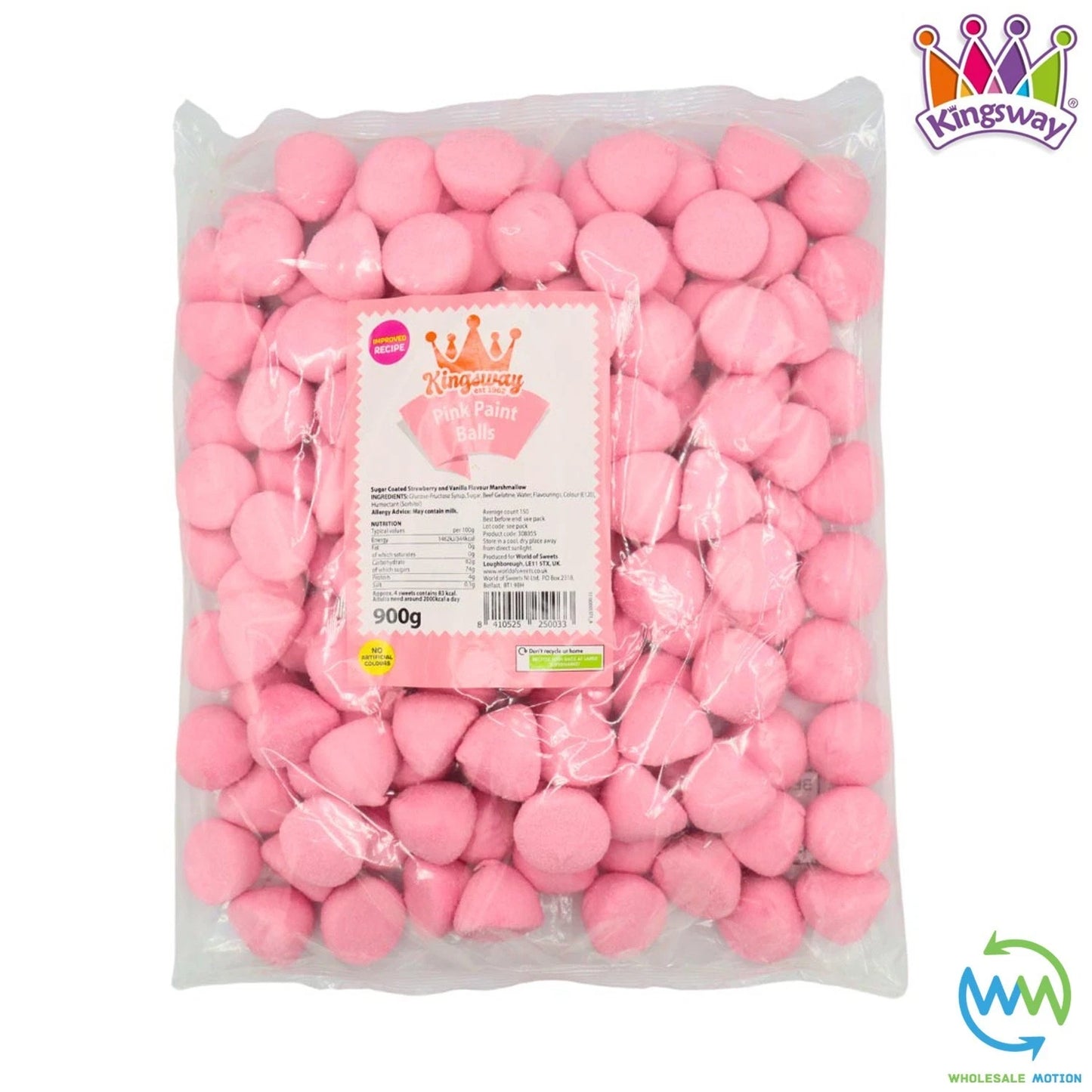 PINK PAINT BALLS Sweets STRAWBERRY Gummy Candy MARSHMALLOW Jelly GUMMIES Jellies SUGAR COATED Mallow Vanilla Snack Kingsway PICK N MIX UK