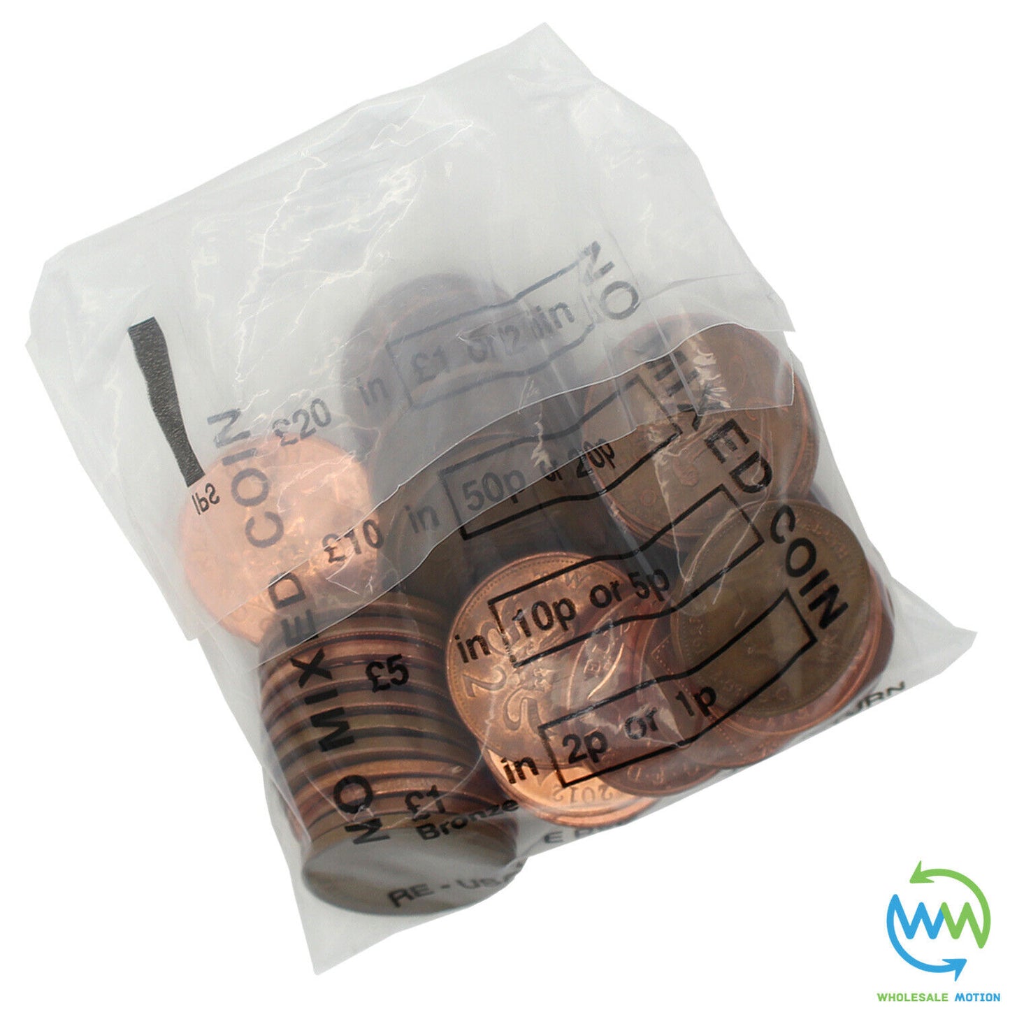 Plastic COIN BAGS No Mixed Coins Cash MONEY BANK Retail CHANGE Denominated Bag