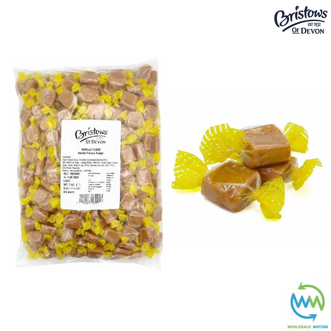 Bristows Of Devon VANILLA FUDGE Classic Wrapped INDIVIDUAL Portion SWEET Party