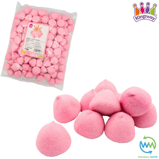 PINK PAINT BALLS Sweets STRAWBERRY Gummy Candy MARSHMALLOW Jelly GUMMIES Jellies SUGAR COATED Mallow Vanilla Snack Kingsway PICK N MIX UK