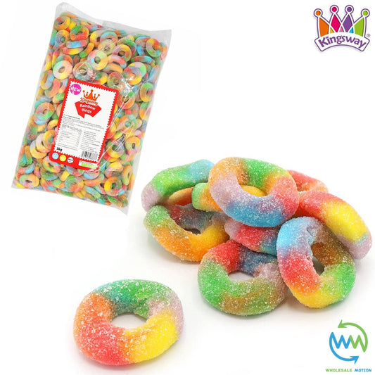RAINBOW RINGS Sweets GUMMY Candy JELLY Jellies Fruit PRIDE Fizzy Kingsway PICK N MIX Treat Snack