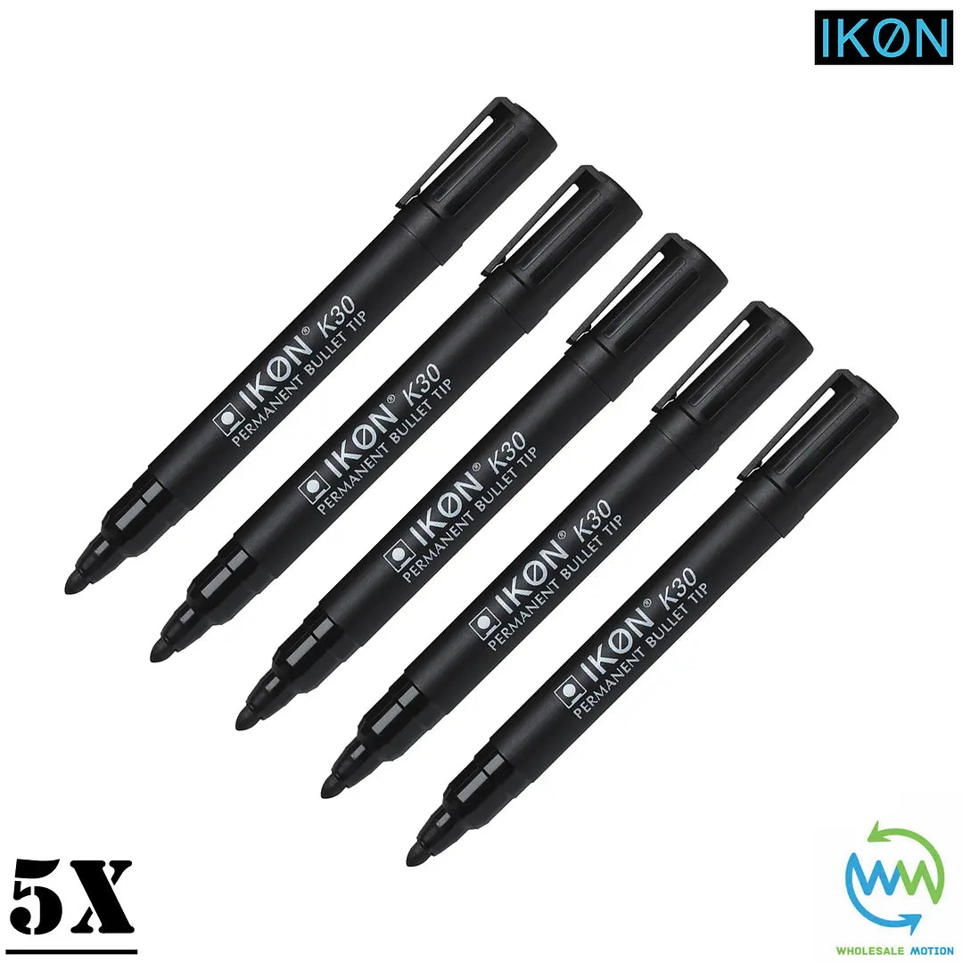 Black PERMANENT MARKER Pens BULLET POINT Tip Markers Pack IKON K30 Sharpie PEN