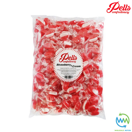 Pells STRAWBERRY & CREAM Flavour Sweets INDIVIDUAL WRAPPED Retro CANDY Party UK