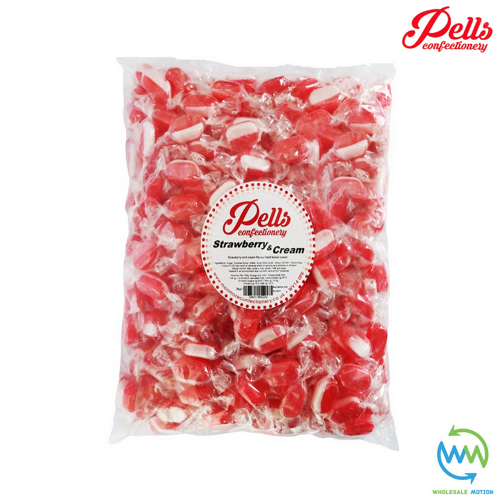 Pells STRAWBERRY & CREAM Flavour Sweets INDIVIDUAL WRAPPED Retro CANDY ...