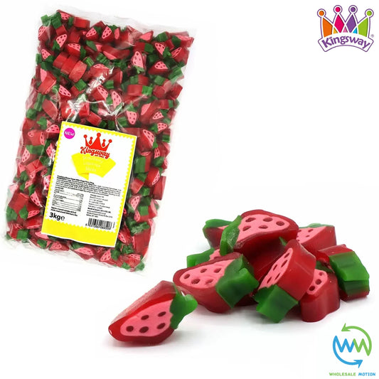 STRAWBERRY LIQUORICE SLICES Sweets GUMMY Candy JELLY GUMMIES Kingsway PICK N MIX