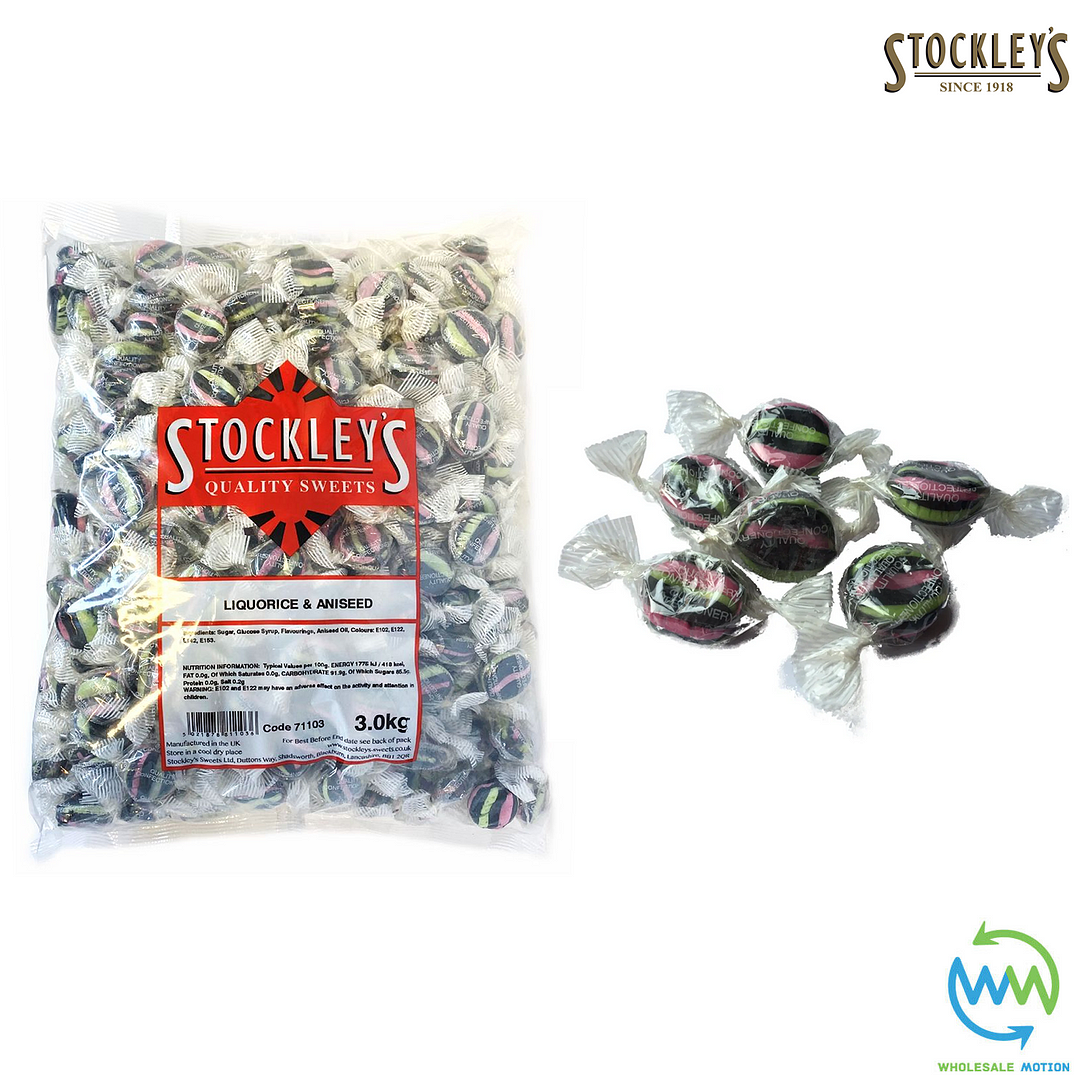 Old Fashioned LIQUORICE & ANISEED Stockleys INDIVIDUAL Wrapped SWEETS Portion UK