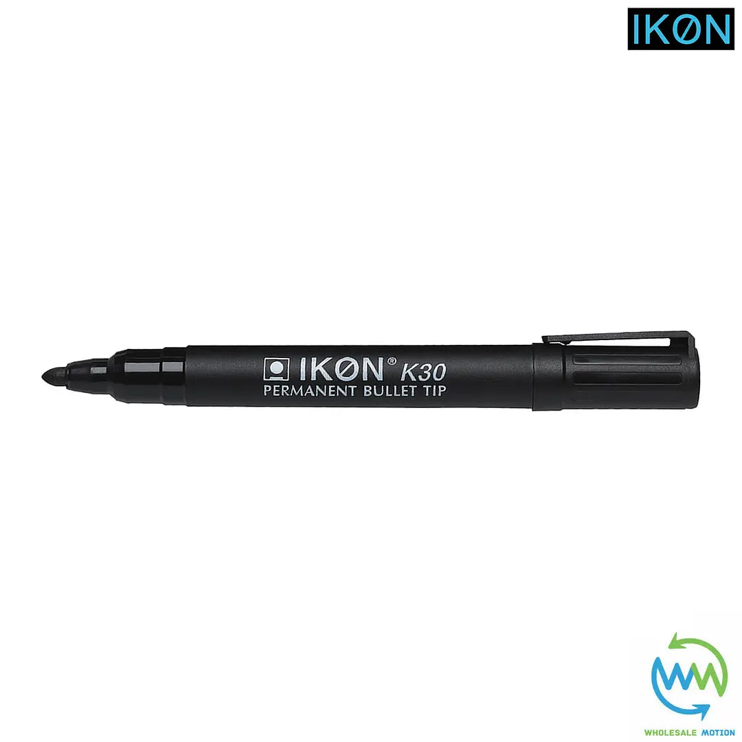 Black PERMANENT MARKER Pens BULLET POINT Tip Markers Pack IKON K30 Sharpie PEN