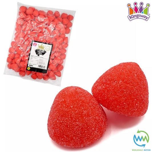 RED PAINT BALLS Sweets STRAWBERRY Gummy Candy MARSHMALLOW Jelly GUMMIES Jellies SUGAR COATED Mallow Vanilla Snack Kingsway PICK N MIX UK