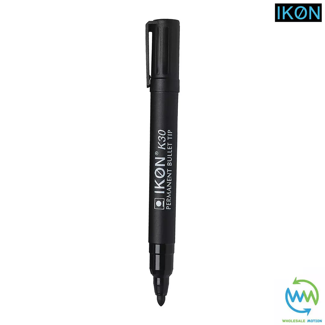 Black PERMANENT MARKER Pens BULLET POINT Tip Markers Pack IKON K30 Sharpie PEN