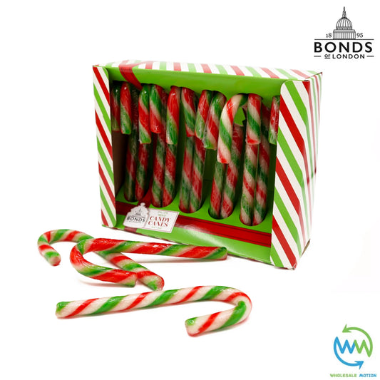 12 Pack CANDY CANES Christmas PEPPERMINT Flavour RETRO SWEETS Xmas Mint UK