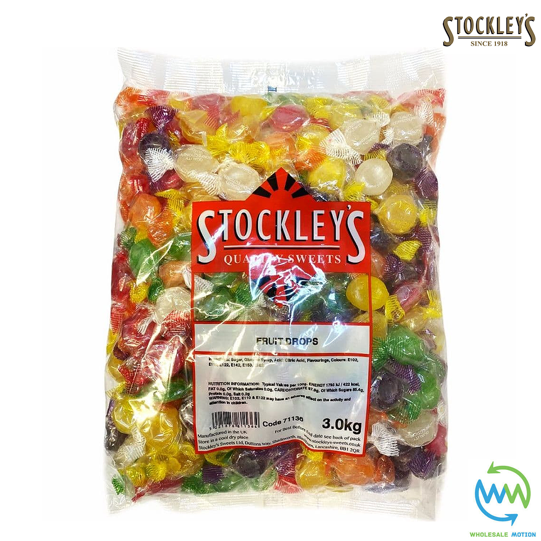 FRUIT DROPS Stockleys INDIVIDUAL Wrapped SWEETS Portion FRUITY FLAVOURED UK