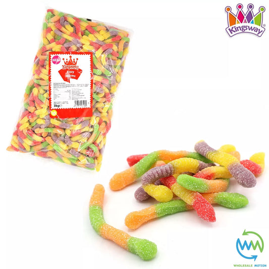 FIZZY WORMS Sweets GUMMY Worm SOUR COATED Jelly Candy Kingsway PICK N MIX Gummies Jellies Snack
