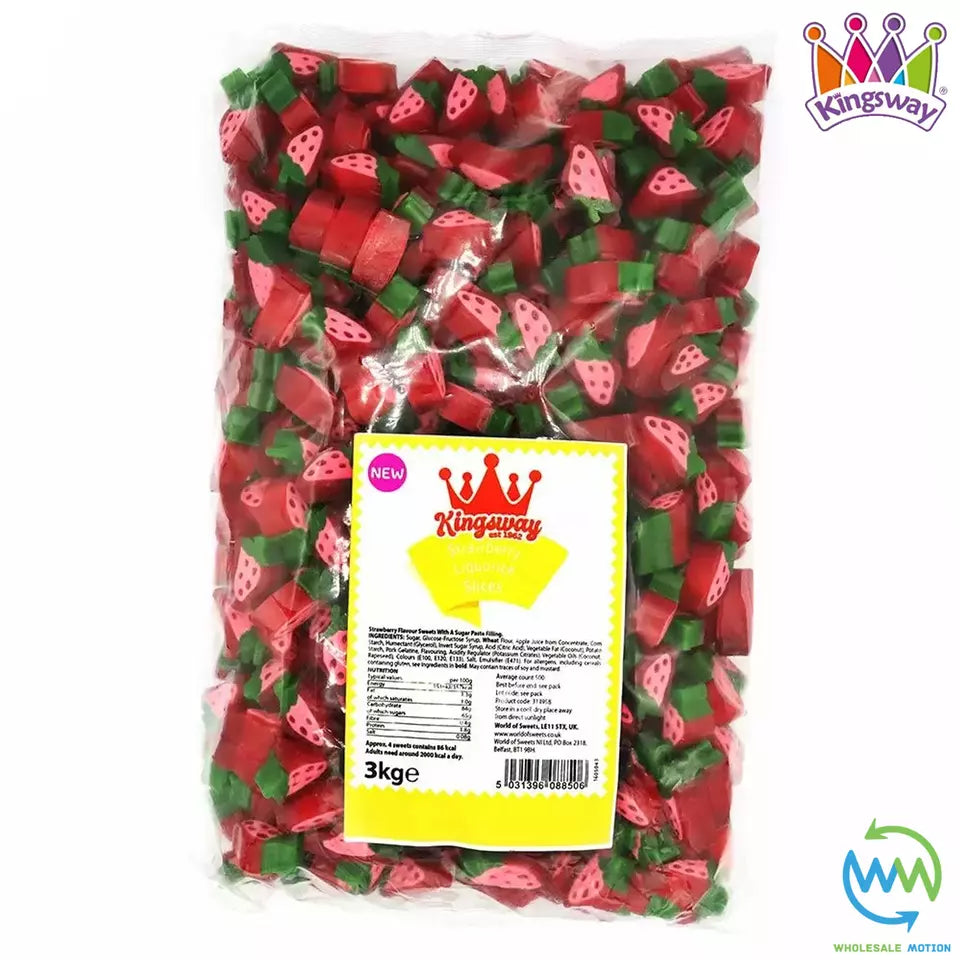 STRAWBERRY LIQUORICE SLICES Sweets GUMMY Candy JELLY GUMMIES Kingsway PICK N MIX