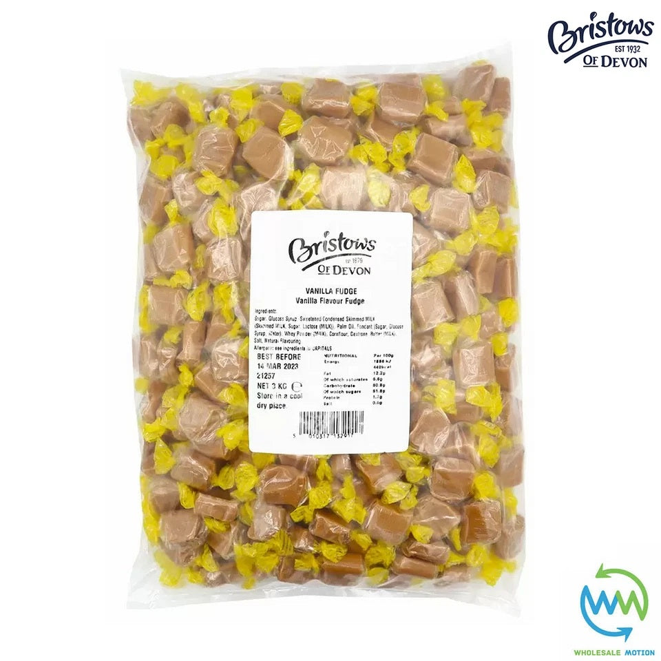 Bristows Of Devon VANILLA FUDGE Classic Wrapped INDIVIDUAL Portion SWEET Party