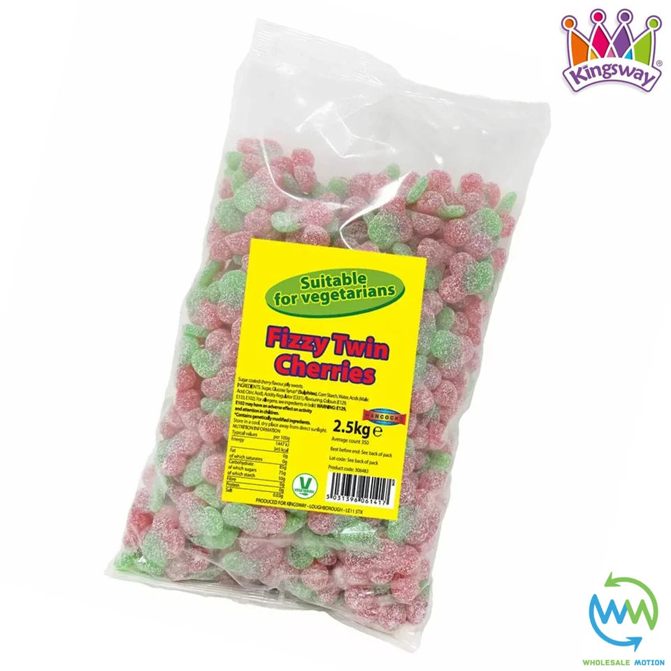 Kingsway Mega Value Vegan Range Fizzy Twin Cherries Bag 2.5kg