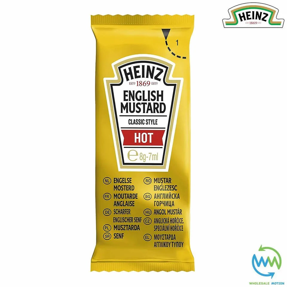 HEINZ HOT ENGLISH MUSTARD Sachets 8g 7ml SAUCE Individual Single Portion SACHET