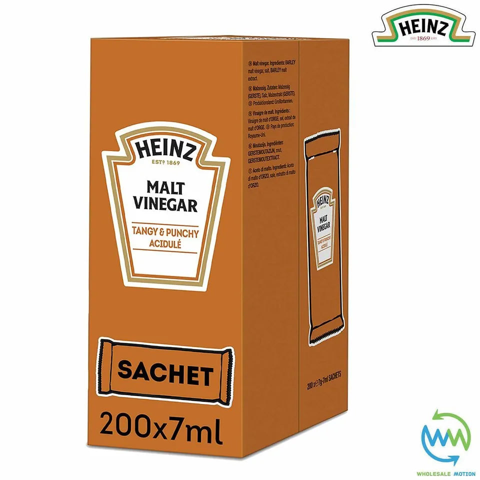 HEINZ MALT VINEGAR Sachets 7g 7ml SAUCE Individual Single Portion SACHET Vinegar