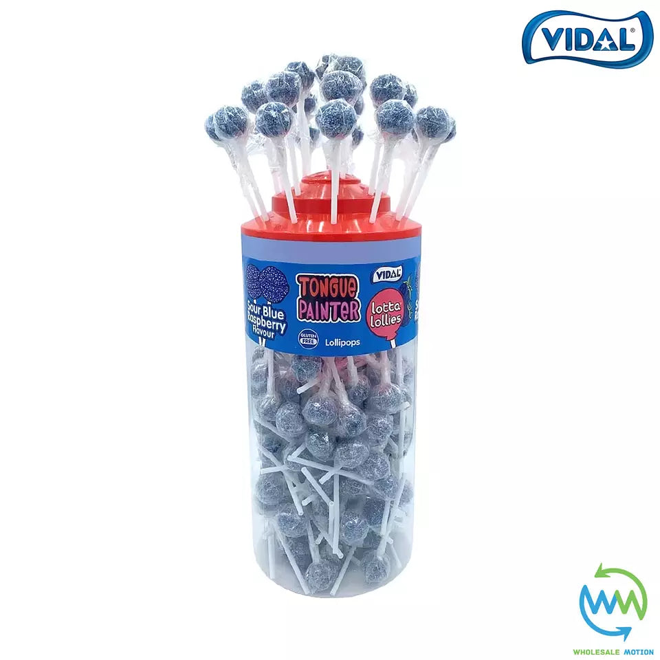 Vidal Lotta Lollies BLUE RASPBERRY Tongue Painter Lollies SWEETS Lolly PARTY Bag Lollipops Snack Retro Party Bag Filler loli pops