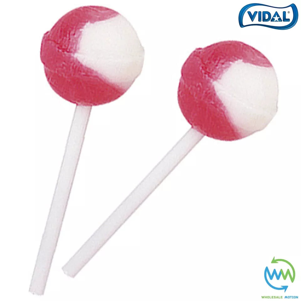 Vidal Lotta Lollies STRAWBERRY & CREAM Lolly SWEETS Candy HARD BOILED PARTY BAG FILLER Lollipops Snack Treat Gift loli pops