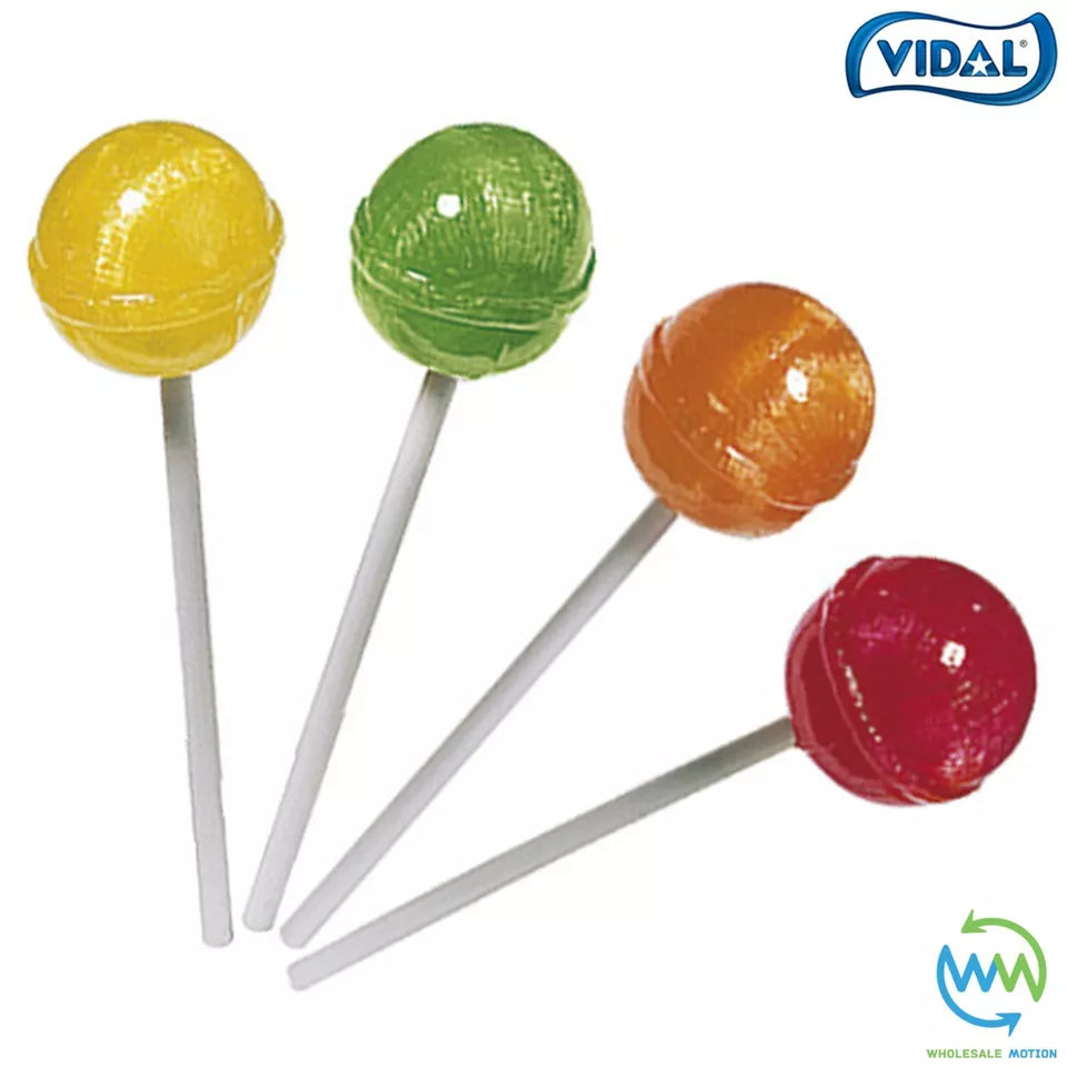 Vidal Lotta Lollies ASSORTED FRUITS Lolly SWEETS Candy HARD BOILED PARTY BAG Filler UK Treat Individual Snack loli pops
