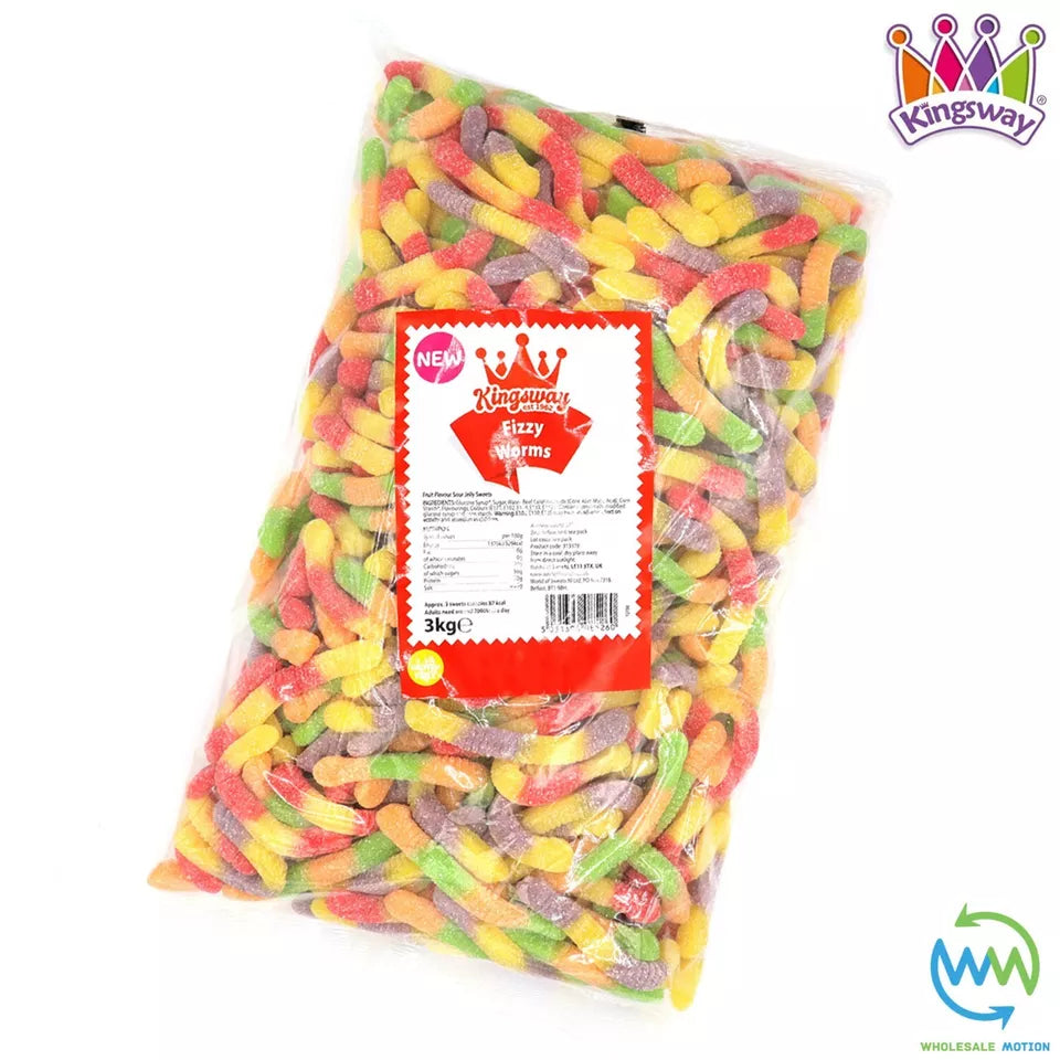 FIZZY WORMS Sweets GUMMY Worm SOUR COATED Jelly Candy Kingsway PICK N MIX Gummies Jellies Snack
