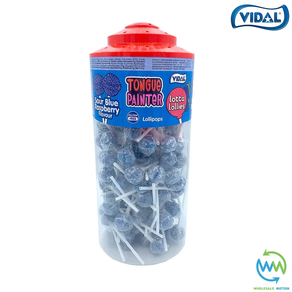Vidal Lotta Lollies BLUE RASPBERRY Tongue Painter Lollies SWEETS Lolly PARTY Bag Lollipops Snack Retro Party Bag Filler loli pops